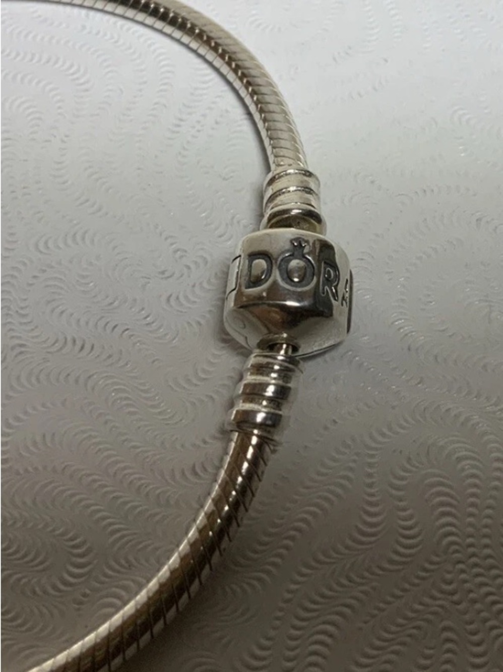Pandora Sterling Silver Snake Chain Bracelet with Logo Clasp small wrist child
